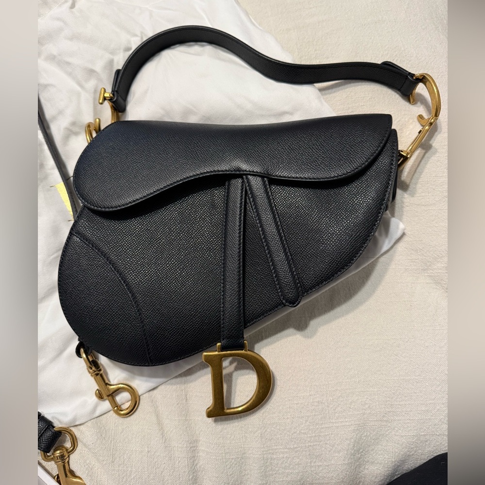 Dior Saddle Bag with Strap (Black/Medium)